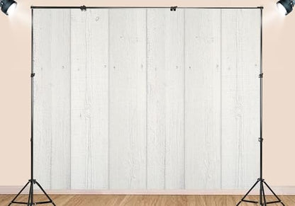 4X4ft Fabric White Painted Wood Plank Backdrop Clean Bright Background for Farmhouse Baby Shower Party Decorations Wall Hanging Tapestry Photo Studio Props - size: 4X4ft