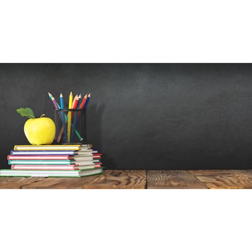 Leyiyi 20x10ft Welcome Back to School Backdrop School Season Old Classroom Banner Vintage Desk Blackboard Colored Pens Note Books Apple Photography Background Kids Portrait Studio Prop Vinyl Banner - size: 20x10ft