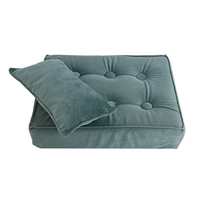 Newborn Photography Prop Baby Bed Mattress, Newborn Baby Mini Matress with Posing Pillow - color: Green
