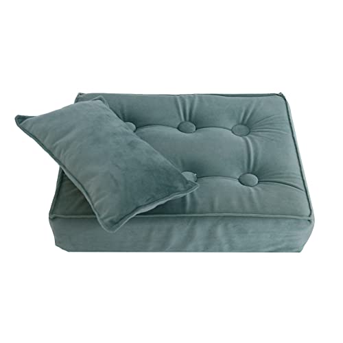 Newborn Photography Prop Baby Bed Mattress, Newborn Baby Mini Matress with Posing Pillow - color: Green