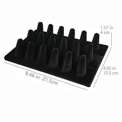 Ring Display Stand, Black Velvet Ring Holder Stand, Jewelry Display for Selling, Ring Organizer for Girls Dresser, 18 Slots