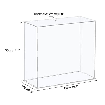 MECCANIXITY Acrylic Display Case Plastic Box Cube Storage Box Clear Assemble Showcase 16.1x6.3x14.1 Inch for Collectibles - size: 16.1x6.3x14.1 Inch