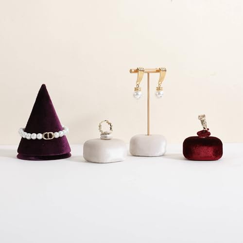 Cute Single Ring Holder for selling, Velvet Ring Display Stand for Jewelry Show, Jewelry Storage Display【Beige】 - color: Beige