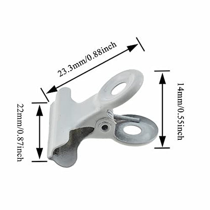 HAHIYO 0.87inch White Bulldog Clips Metal File Hinge Binder Clips Clamps Save Space Strong Spring Jaws Rock Solid Grip Book Lay Flat Deburred Edge for Hang Photos Wall Grid Dog Food 30PCS - size: White-0.87in-30P