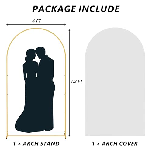 Neatsure Arch Backdrop Stand and Cover Set, 7.2FT Metal Photo Balloon Arch Backdrop Stand for Wedding Birthday Party Baby Shower Ceremony Graduation Decoration, White - color: White, size: 7.2FT