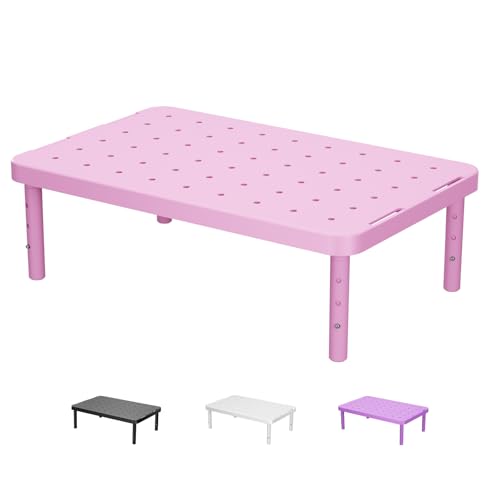 WALI Computer Monitor Stand for Desk, Adjustable Laptop Riser, Desk Monitor Stand Underneath Storage for Office, Home, School Supplies (PTT001-P), 1 Pack, Pink - color: Pink, size: 14.6" * 9.3" Basic