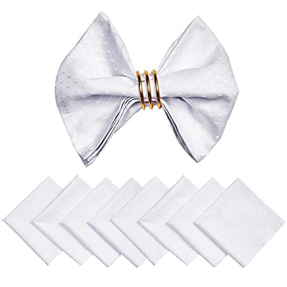 Cloth Napkins Set of 8 – Square 17x17 Inch Jacquard Fabric Polyester Washable Reusable Cloth Napkins for Kitchen Dinner Dining Restaurants Wedding Party Banquet Table (White) - color: White