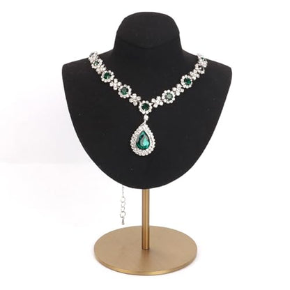Necklace Display Stand For Selling Velvet Chain Jewelry Bust Holder Organizer With Stainless Steel Stand Jewelry Display - color: Black-7.08in