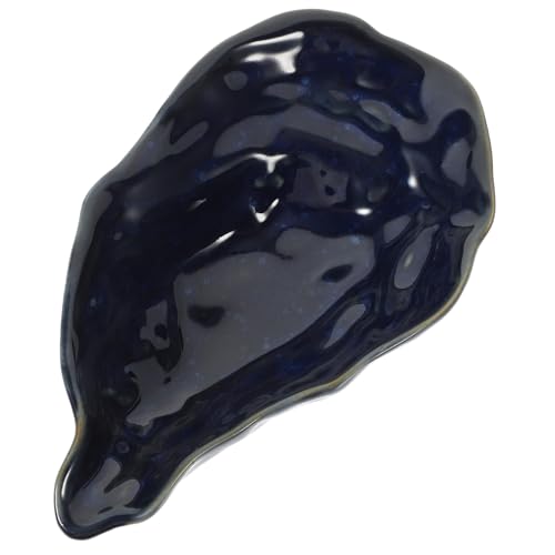 Ceramic Oyster Shell Plate 7.5" Azure Glaze Irregular Fruit Tray Salad Dessert Serving Dish for Kitchen Dining and Food Display