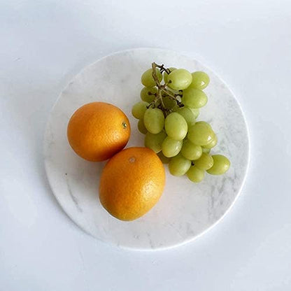 Natural Round Marble Tray Glossy Pastry Board for Dessert, Cheese, Coffee, Smooth on Both Sides (Volakas White) - color: Volakas White
