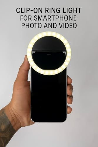 LED Selfie Ring Light, 3.5-inch Diameter, Clip-on Design, Warm White Illumination - color: Black