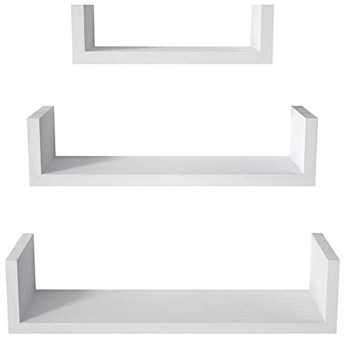 SRIWATANA Floating Shelves Wall Mounted, Solid Wood Wall Shelves, White - color: 1.white