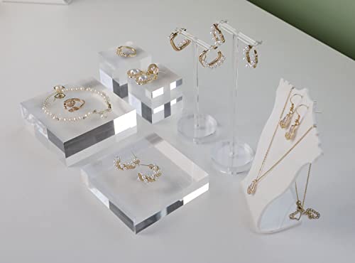 2pcs Acrylic earring display risers, Jewelry display riser stand, clear ring risers for display selling【2pcs 1.57 L x1.57 W x1.57 H inch】 - size: 1.57 L x1.57 W x1.57 H inch 2pcs