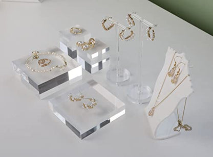 2pcs Acrylic earring display risers, Jewelry display riser stand, clear ring risers for display selling【2pcs 1.57 L x1.57 W x1.57 H inch】 - size: 1.57 L x1.57 W x1.57 H inch 2pcs
