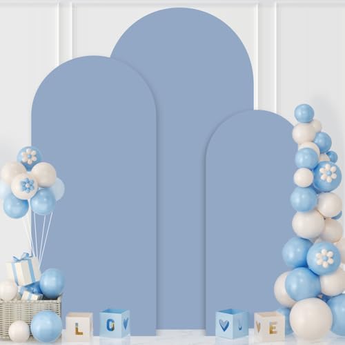 MODFUNS Dusty Blue Arch Cover Spandex Arch Backdrop Cover 4&5&6ft Arch Covers Stretchy Backdrop Set of 3 Arched Backdrop Stand Covers for Wedding Party Banquet Reception Party Arch Decor - color: Dusty Blue, size: 4 FT & 5 FT & 6 FT