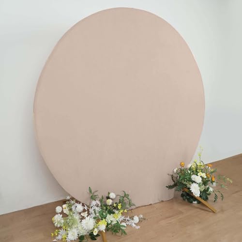 Efavormart 7.5ft Nude Round Spandex Arch Cover, 2-Sided Custom Fit Circular Backdrop Stand Slipcover for Boho Weddings and Neutral Party Decor - color: Nude, size: Round