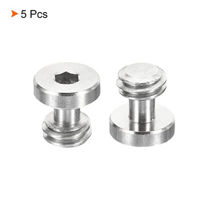 PATIKIL 3/8"-16 Thread 13mm Length Camera Quick Release Screw Tripod Screw, 5 Pack Stainless Steel Hex Slot Screws for DSLR Camera Rig Accessories, Silver - size: 13mm