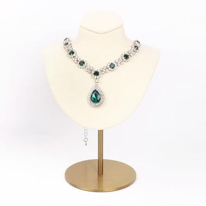 Necklace Display Stand For Selling Velvet Chain Jewelry Bust Holder Organizer With Stainless Steel Stand Jewelry Display - color: Beige-White-7.08in