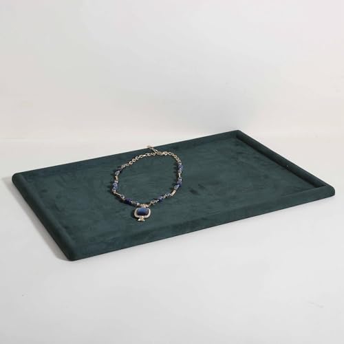 Gemehou velvet Jewerly display tray, Top Microfiber Jewelry storage organizer plate, Empty Jewelry showcase tray for Necklace Bracelet Ring Earring Watch (Green-Large, 17.7 x 11.8 in) - color: Green, size: Large