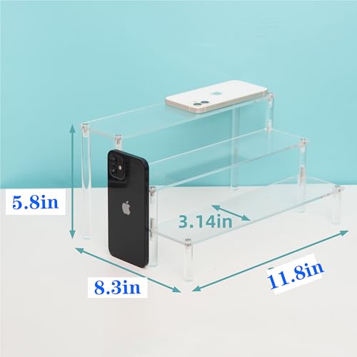 3 Steps Clear Acrylic Display Riser Cupcake Stand Display for Decoration and Organizer - size: 3 Tier
