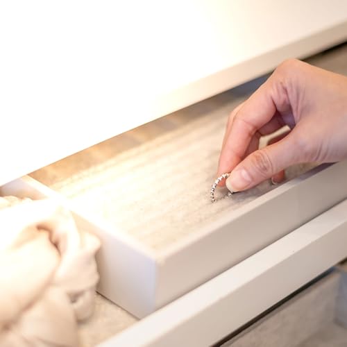 uxcell Velvet 7 Slots Ring Organizer Jewelry Display Tray Showcase Ring Holder Velvet Jewelry Organizer Stand for Rings Earrings White - color: White