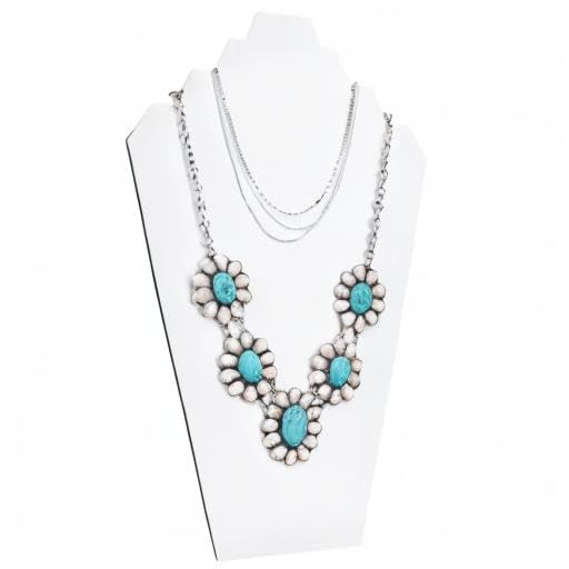 Ikee Design 2pcs Set Wood Jewelry Display Bust with Easel for 3 Necklaces, Wash White Color, ‎8.3" W x 4.3" D x 13" H - color: Wash White