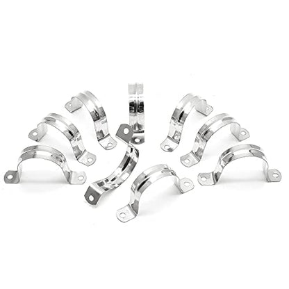 10Pcs 2 Inch Stainless Steel Large Conduit Clamps, Two Hole Strap U Bracket Rigid Pipe Strap Metal U Clamp Conduit Strap Tension Clips U-tube Clamp Heavy Duty - size: 2 inch / 52 mm