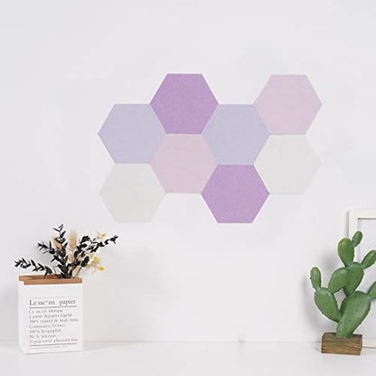 LAJAR 8 Pcs Hexagon Felt Bulletin Board Tiles, Self Adhesive Felt Pin Board Wall Tiles for Photos, Pictures, Memos (Pink) - color: Pink