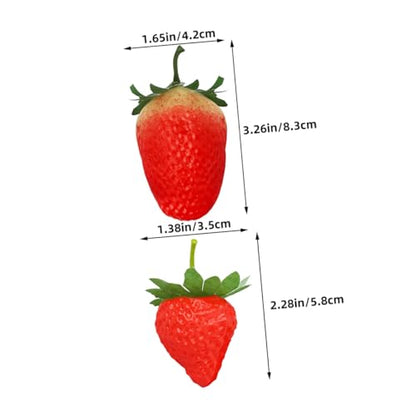 ibasenice Artificial Strawberries with Stem, 30pcs Realistic Plastic Strawberry Decor for Home Kitchen Party Decoration and Photography Props