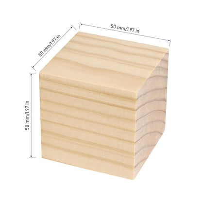 KINJOEK 60 PCS 2 Inch Square Unfinished Wood Blocks, Blank Wooden Block for Building, Painting, Craft