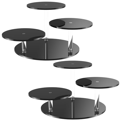 NiHome Black Acrylic Display Stand for LEGO Botanical Collection Sets, Multi-Tier Showcase Figurine Display Shelf Riser for Collectibles and Room Decor, Perfume Riser Holder, Tabletop Plant Stand,2PCS - color: Black,2 PCS