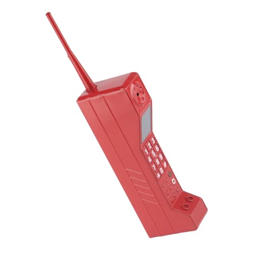 90s Phone Prop, Vintage Old Phone Prop, Portable Iron Retro Mobile Prop, 80s Retro Brick Cellphone Ornament for Home Living Stage Restaurant Photography Props (Red) - color: Red