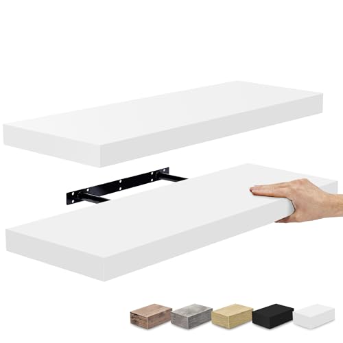 Sorbus Floating Shelves for Wall - 24" Bathroom Shelves, Wall Decor for Bedroom, Kitchen, Living Room, Home Decor & Book Storage - Mounted Floating Shelf with Invisible Brackets (White, 2 Pack) - color: White, size: 2 Pack