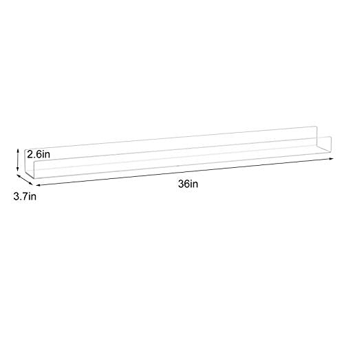 NIUBEE 36" Premium Acrylic Floating Nursery Kids Bookshelf Wall Ledge Shelf, Clear Invisible Spice Rack Bathroom Storage Shelves Display Organizer, 50% Thicker with Screwdriver, Set of 4 - size: 36"(4 Packs)