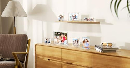 AITEE 4x4 Acrylic Picture Frames 3 Pack, 20% Thicker Block, Clear Picture Frames Freestanding Double Sided Magnetic Acrylic Lucite Frameless Transparent Square Frame Gift for Desktop Display - size: 4x4