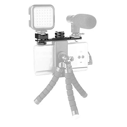 ChromLives Hot Shoe Extension Bar Mount, Cold Shoe Extension Flash Bracket, Dual Straight Mount Flash Bracket Compatible with Nikon Canon Sony Olympus DSLR Camera Camcorder DV - color: Camera flash bracket
