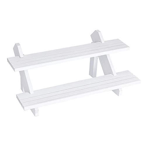NBEADS 2-Tier Retail Earring Display Riser, White Earring Ring Holder Detachable Wood Retail Jewelry Card Display Stand with Groove for Crafts Jewelry Storage Display Collection, 15.3x7.17x6.5 - color: 2-Tier White