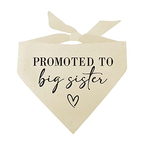 Promoted to Big Sister Dog Bandana | 100% Unbleached Cotton Adjustable Triangle | Pregnancy Announcement Photoshoot Prop | New Baby Made in USA | Natural One Size (692) - color: Natural, size: One Size