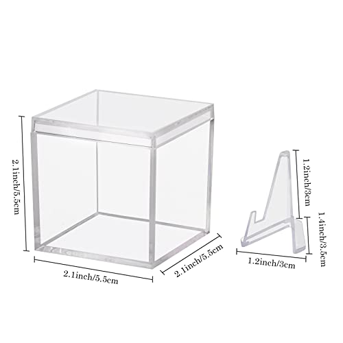 3 Pack Championship Ring Display Case Clear Acrylic Display Case Mini Football Baseball Softball Ring Holder Display Box Single Coin Stand 1 Slot Ring Hole Storage Box for Sports Fans, 2.16 Inch - size: 3 Pack