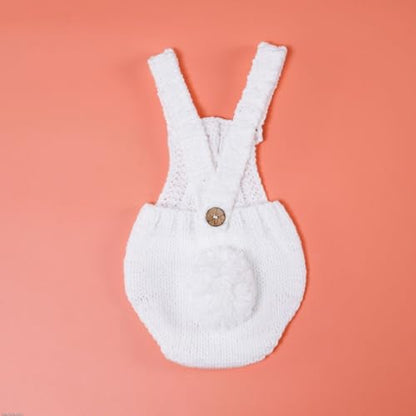Easter Newborn Baby Photography Props Outfits,Boy Girls Photo Shoot Outfits Crochet Knitted Cute Romper Photo Props - color: White