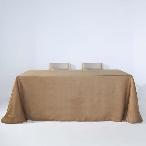 Efavormart 90x132 Natural Color Premium Faux Linen Rectangular Tablecloth | Wrinkle Free Tablecloth - color: Natural, size: 132" x 90" (Rectangular)