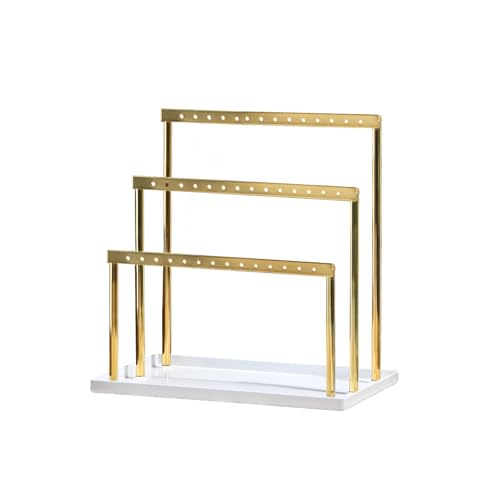 Pangkeep 3 Tier Earring Holder for Vendors,Stud Earrings Display Stand for Selling,Matel Jewelry Organizer for Girls (Gold) - color: Gold