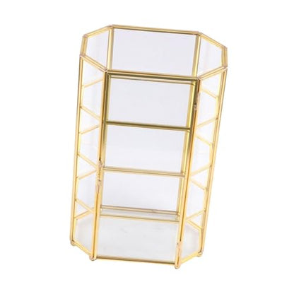 Colaxi Glass Jewelry Box Jewelry Display Case,Birthday Gift,Transparent,Makeup Storage Case Trinket Box Organizer for Bracelet Rings