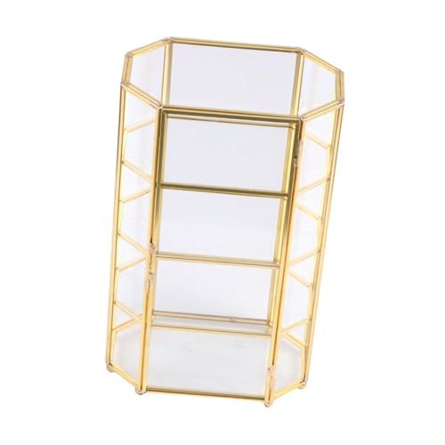 Colaxi Glass Jewelry Box Jewelry Display Case,Birthday Gift,Transparent,Makeup Storage Case Trinket Box Organizer for Bracelet Rings