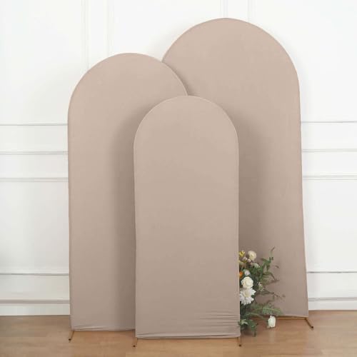 Efavormart 5ft Nude Fitted Spandex Arch Slipcover, Snug Fit Round Top Backdrop Sleeve for Minimalist Parties and Neutral Cake Table Decor - color: Nude, size: 5 FT