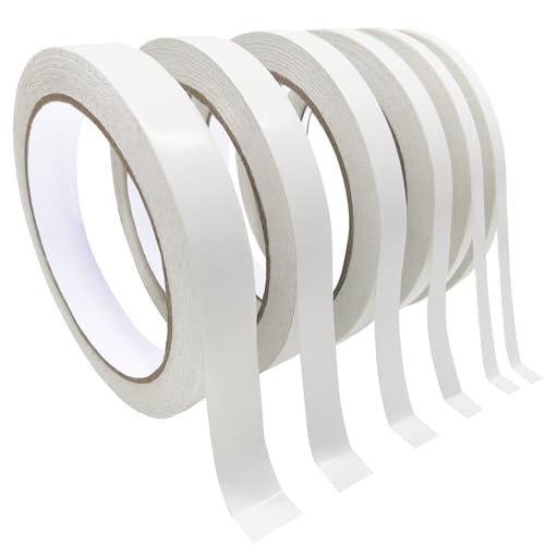 SmaringWing Double Sided Tape for Crafts, 6 Rolls Multi-Size Double-Sided Adhesive Tape for Arts, Photography, Gift Box, Scrapbooking, Card Making, Paper Backing - size: 5mm/ 6mm/ 8mm/ 10mm/ 12mm/ 15mm