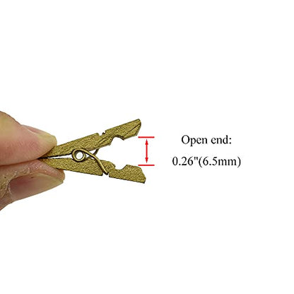 HAHIYO Gold Wooden Clothes Pins Clothespins Mini Do NOT Fall Apart 1 inches Length 80 Pack Sturdy Strong Springs No Rust No Discoloration for Laundry Bathroom DIY Craft Photos Food Opened Bags - size: Gold 1 inches 80 Pack