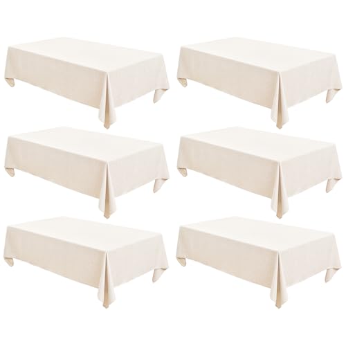 Table Cloth Rectangular Waterproof Faux Linen Table Cover for Dining,Parties Wedding Beige Farmhouse 52x70 Stain Resistant Wrinkle Free Decorative 6 Pack - color: Beige, size: 52X70 IN - 6 pack