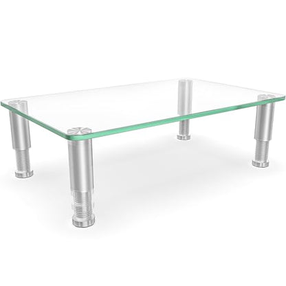 Hemudu Clear Computer Monitor Stand Riser with Height Adjustable Multi Media Desktop Stand for Flat Screen LCD LED, Laptop/Notebook/Xbox One,HD01T-002 - color: Clear