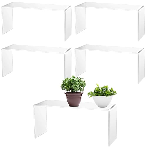 Soaoo 4 Pcs Large Acrylic Riser Display Stands Clear Shelf Riser Jewelry Stand Retail Desktop Display for Show Decor Cupcake, Collectibles Figures, Organize, Decor(13 x 4.5 x 6 Inches) - size: 13 x 4.5 x 6 Inches
